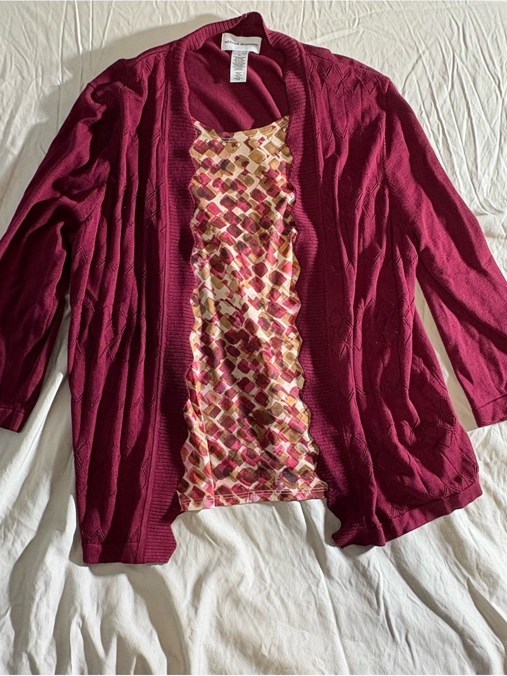 Alfred Dunner XL Raspberry Open-Front Cardigan Sweater